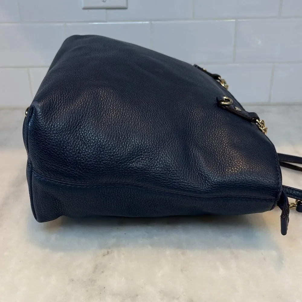 Michael Kors Bag Purse Handbag Leather Pebbled Chain Link Shoulder Tote Bag